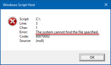 il sistema non riesce a trovare il file specificato