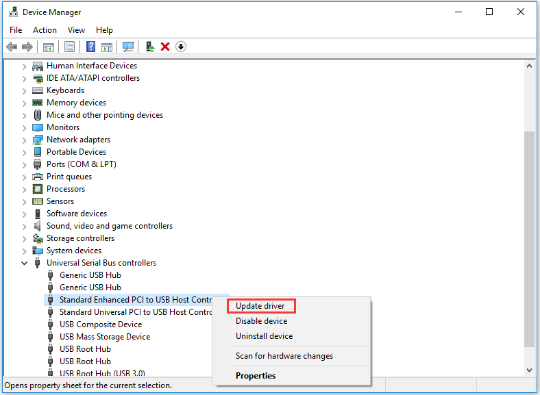ενημέρωση προγραμμάτων οδήγησης USB στα Windows 10