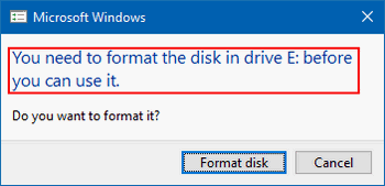 disken er ikke formateret