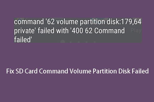disco de partición de volumen de comando falló