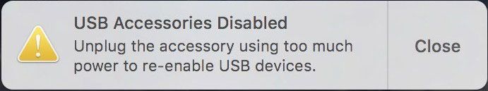 USB-tilbehør deaktiveret