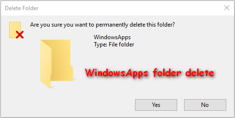 Exclusão da pasta WindowsApps