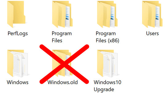 Složka Windows.old odstraněna / ztracena