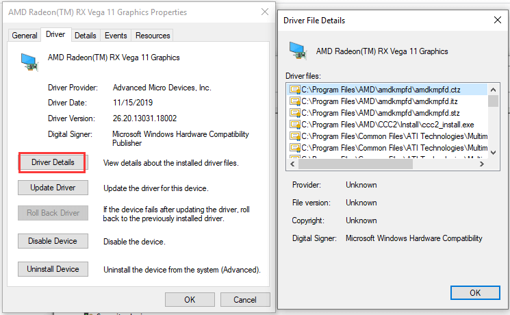 ελέγξτε τα αρχεία προγραμμάτων οδήγησης των Windows 10