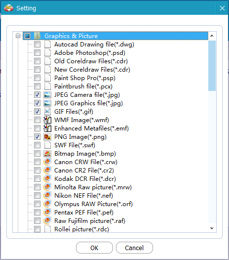 usar la configuración para escanear solo ciertos tipos de archivos