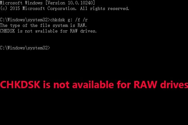 CHKDSK não está disponível para unidades RAW