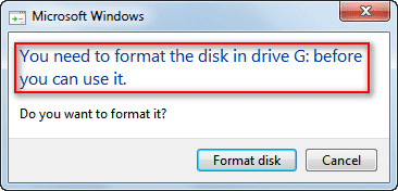 disk je třeba před použitím naformátovat