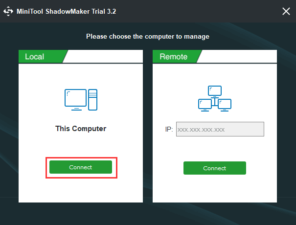 käivitage MiniTool ShadowMaker