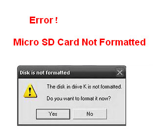 마이크로 SD 카드가 포맷되지 않았습니다.