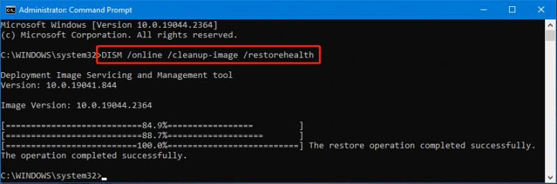   patakbuhin ang DISM /online /cleanup-image /restorehealth sa Windows 10