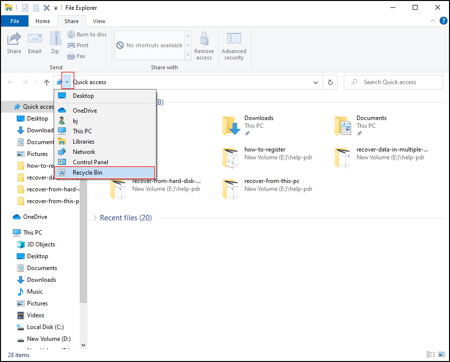 היכן נמצא סל המיחזור ב-Windows 10? איך למצוא את זה