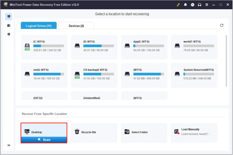   sélectionnez le bureau à analyser