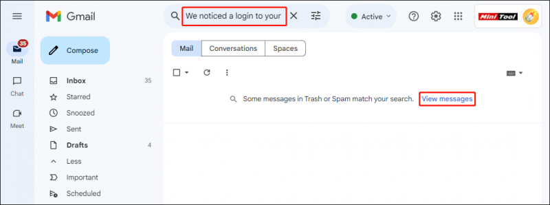   найдите свои электронные письма, используя функцию поиска в Gmail