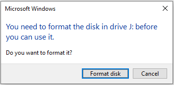   Die Festplatte muss formatiert werden