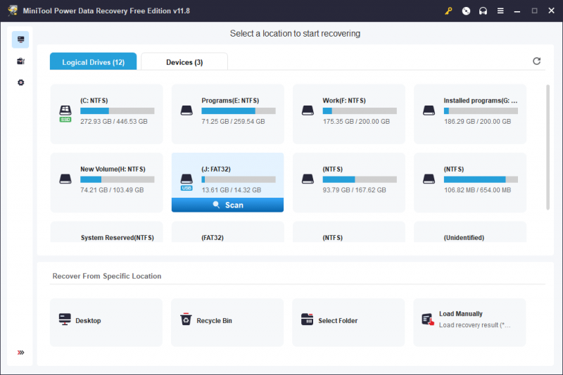   sélectionnez la carte SD cible à analyser