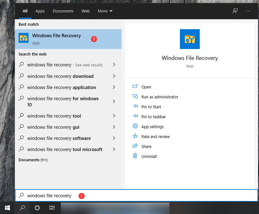 åbne Windows File Recovery