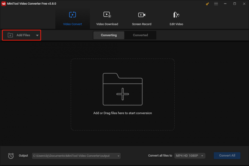   pridajte poškodený video súbor VOB do MiniTool Video Converter