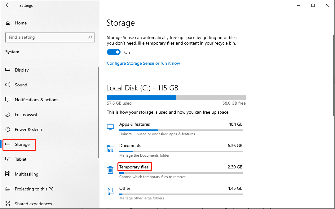 Jak automaticky uvolnit místo pomocí Storage Sense v systému Windows?