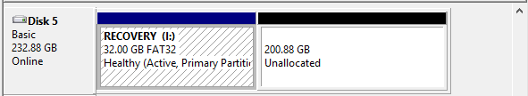 le disque dur externe devient un disque de récupération