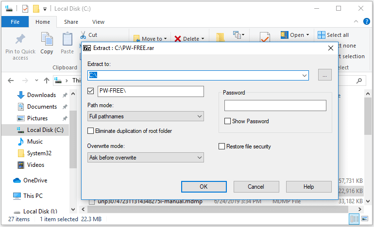 ouvrir et extraire des fichiers RAR avec 7-Zip
