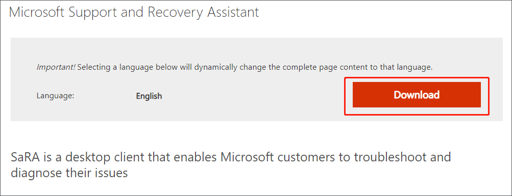 Download des Microsoft Support- und Wiederherstellungsassistenten