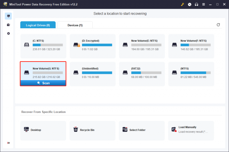   verifique a partição de destino para obter arquivos MPO perdidos usando o MiniTool Power Data Recovery