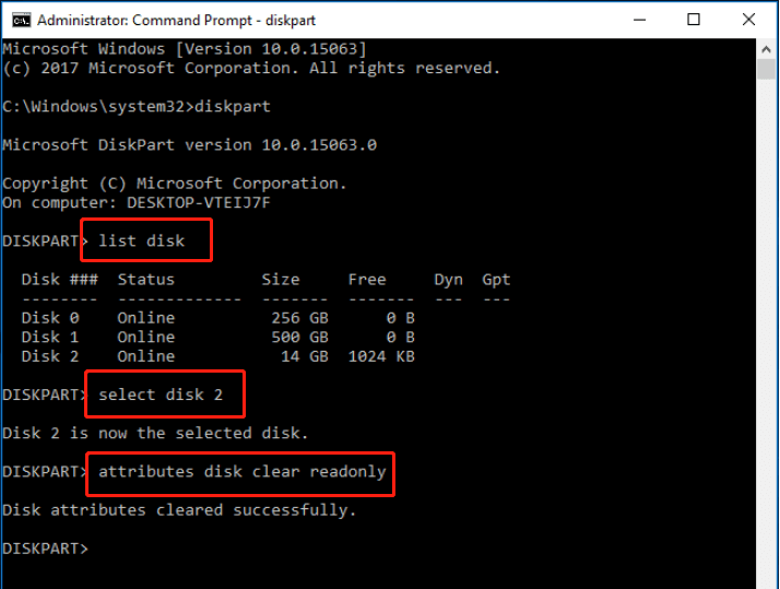   コマンドを入力して Enter キーを押します