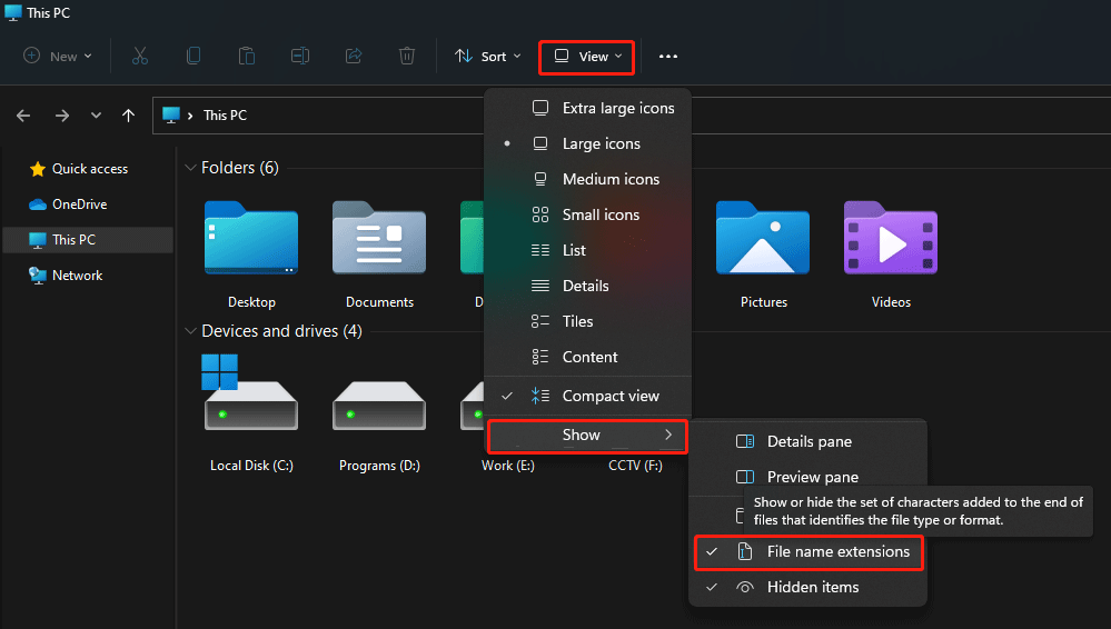 kuva faililaiendid opsüsteemis Windows 11