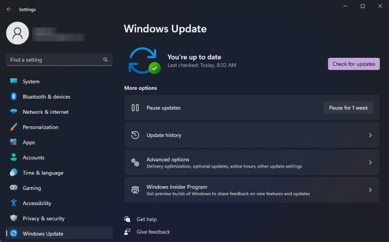   se etter oppdateringer på Windows 11