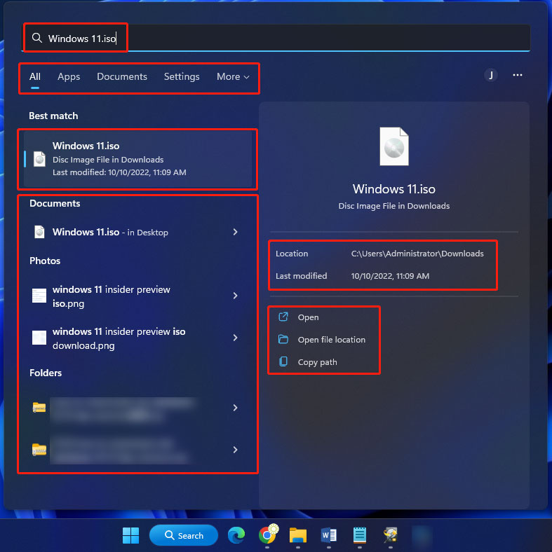   failide otsimine opsüsteemis Windows 11