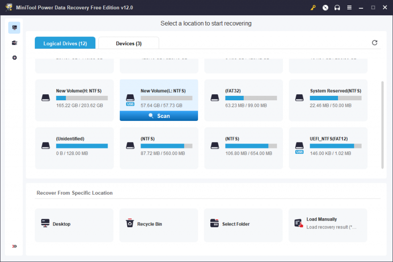   sélectionnez le lecteur cible à analyser