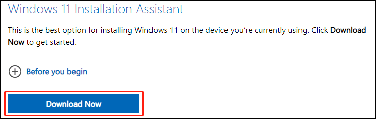   scarica l'assistente all'installazione di Windows 11