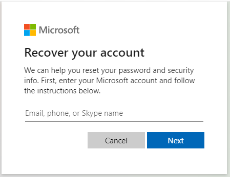   Microsofti konto taastamine
