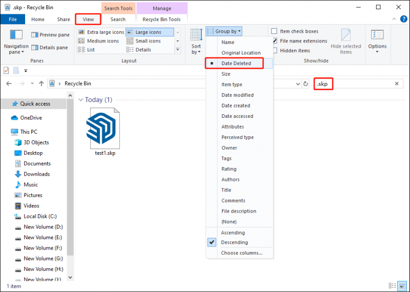   tìm file SKP đã bị xóa