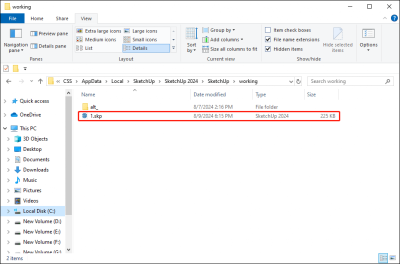   temukan file penyimpanan otomatis