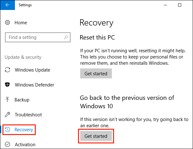   désinstaller une mise à jour de fonctionnalité Windows 10