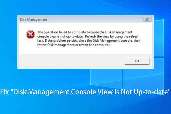 Ayusin ang 'Disk Management Console View Ay Hindi Up-to-date' Error 2021 [Mga Tip sa MiniTool]