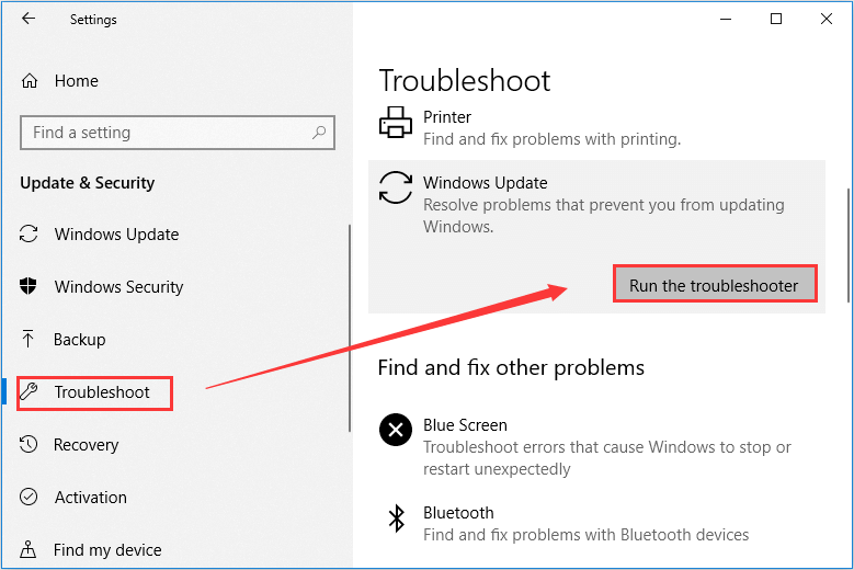 εκτελέστε το εργαλείο αντιμετώπισης προβλημάτων του Windows Update
