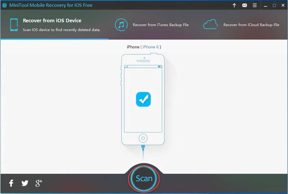 cliquez sur Scan pour scanner votre iPhone
