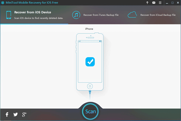 kliknutím na tlačítko Skenovat prohledáte zařízení iOS