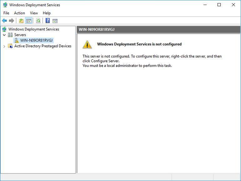 váš server není nakonfigurován se službou Windows Deployment Services