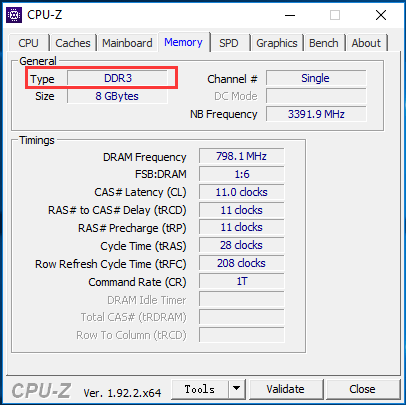 CPU-Z zur Überprüfung des RAM-Typs