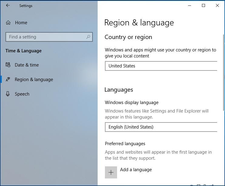 region og språk