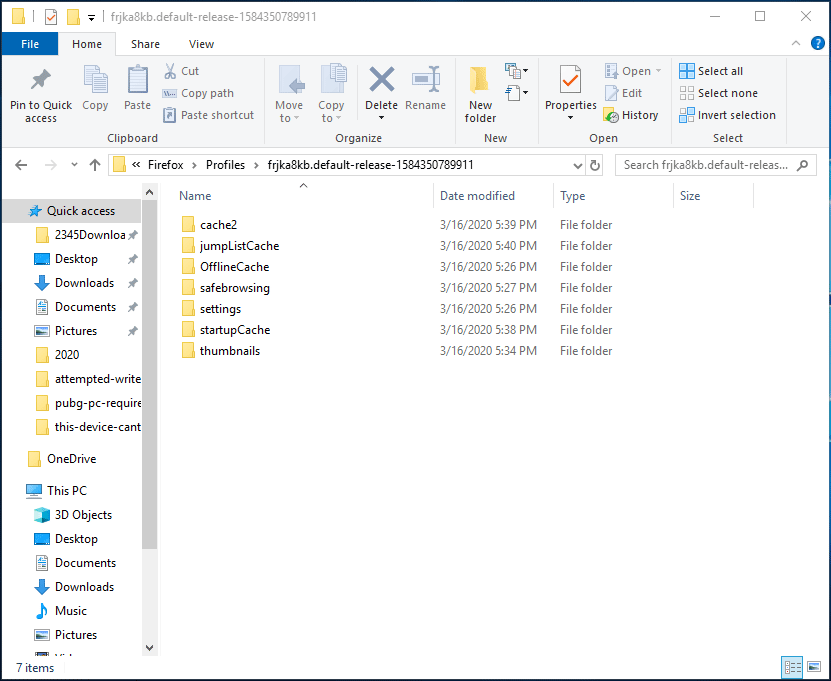 फ़ाइल एक्सप्लोरर में फ़ायरफ़ॉक्स कैश हटाएं