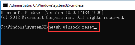 netsh winsock tilbakestiller Windows 10
