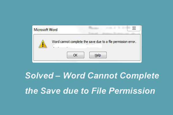 파일 권한 썸네일로 인해 단어가 저장을 완료 할 수 없습니다.