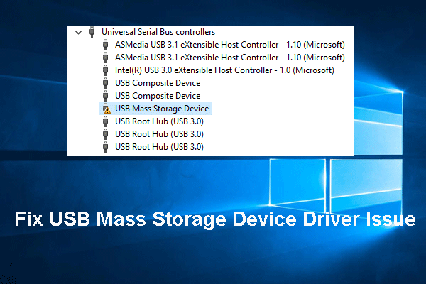 Problema de driver de dispositivo de armazenamento em massa USB