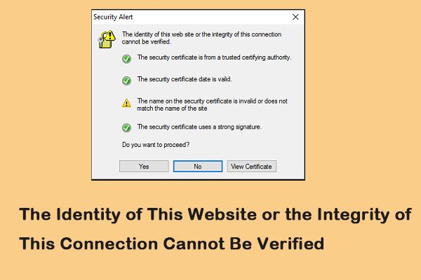 a identidade deste site ou a integridade desta conexão não pode ser verificada