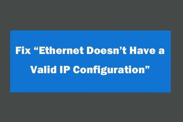 ethernet não tem uma miniatura de configuração de ip válida
