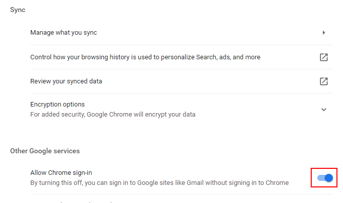 Chrome-Anmeldung zulassen